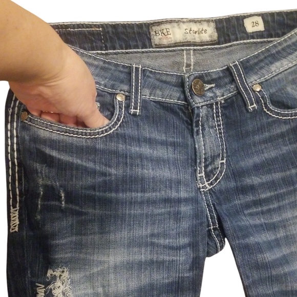 BKE Denim Women's Starlite Frayed Hem Capri Jeans Size 28 - Picture 4 of 14